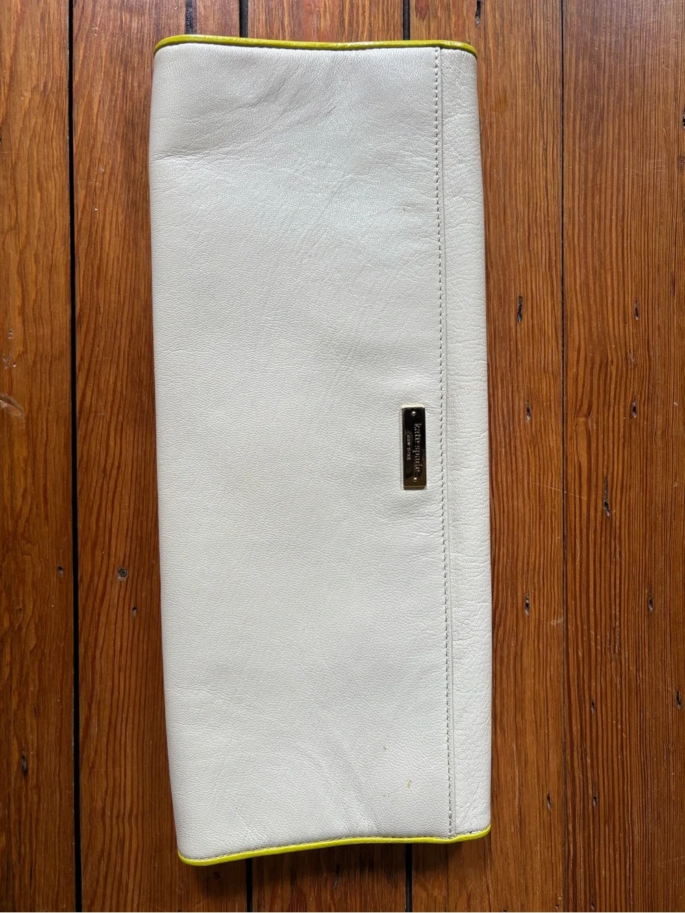 VINTAGE KATE SPADE BRYNDIS DRAGONFLY WHITE LEATHER CLUTCH Collectors Item